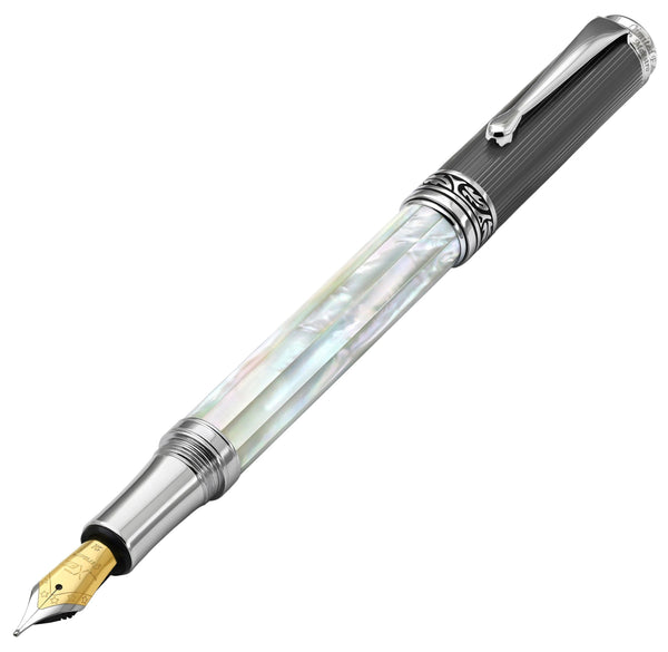 Maestro® Oceanic White Mother of Pearl Fountain Pen (Medium Nib) - DLC (Diamond-Like Coating) PVD Cap - Gifts for You 'n Me