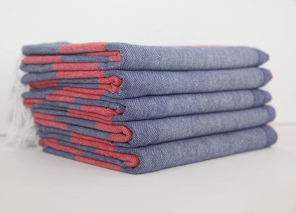Monaco Red Navy Stripe Turkish Towel