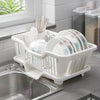 Dish Drying Rack with Drain Board | Kitchen Utensil Organizer - White
