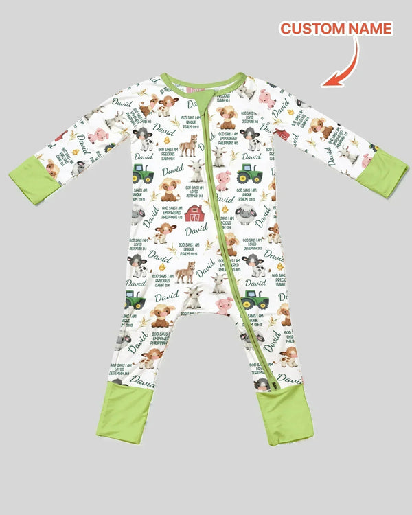 Custom Name God Says I Am Farm Animals Bamboo Convertible Zippy