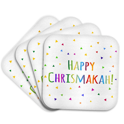 3dRose InspirationzStore Occasions - Happy Chrismakkah - joint Christmas and Hanukkah holiday blessing - Coasters (cst_202086)
