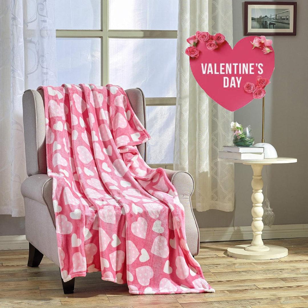 Valentine's Day Heart-Themed Throw Blanket – Ultra Plush, Soft, Cozy, and Luxurious Fleece, 50
