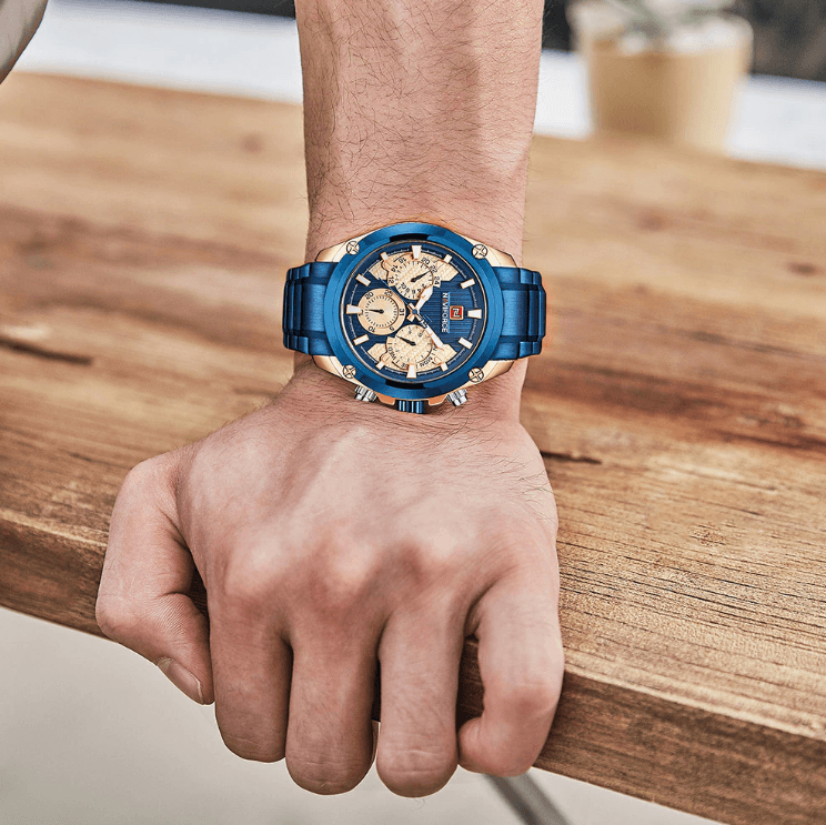 Men's  Waterproof Stainless Steel Watch With Chronometers Business Style Wristwatch Unique Design Perfect Gift