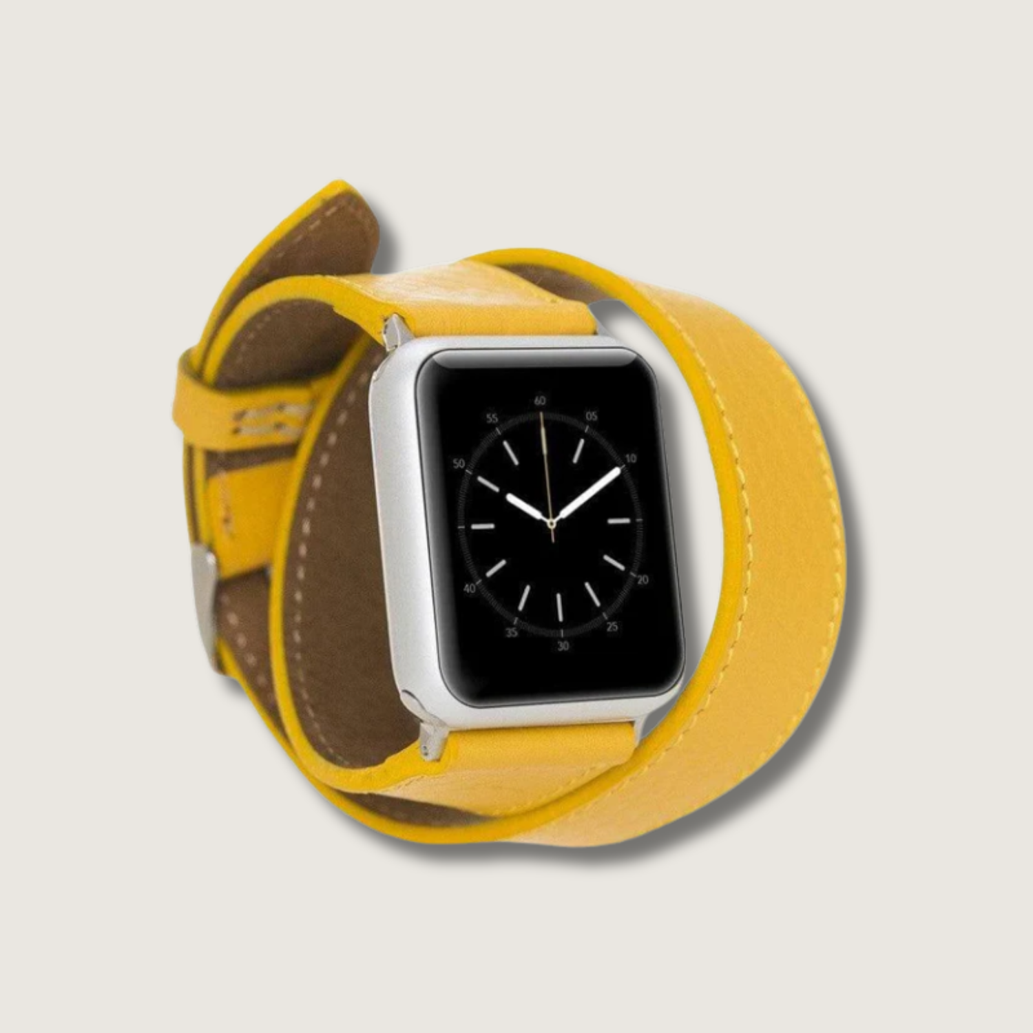 Luxury Double Wrap Yellow Leather Apple Watch Band - San Diego