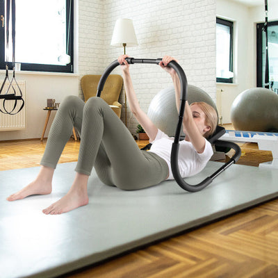 Portable AB Trainer Fitness Crunch Workout Exerciser with Headrest-Black