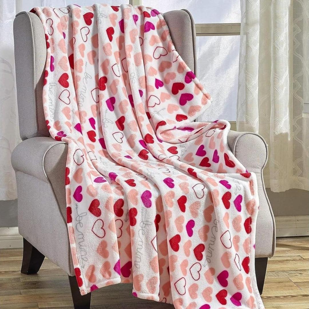 Valentine's Day Heart-Themed Throw Blanket – Ultra Plush, Soft, Cozy, and Luxurious Fleece, 50