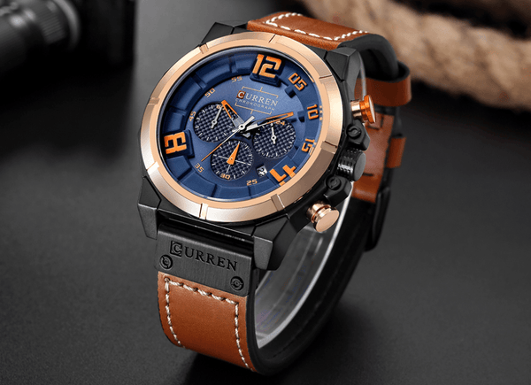 Men's Sport Waterproof Watch With Chronometers Large Numbers And Fluorescent Hands Perfect Gift For Your Man