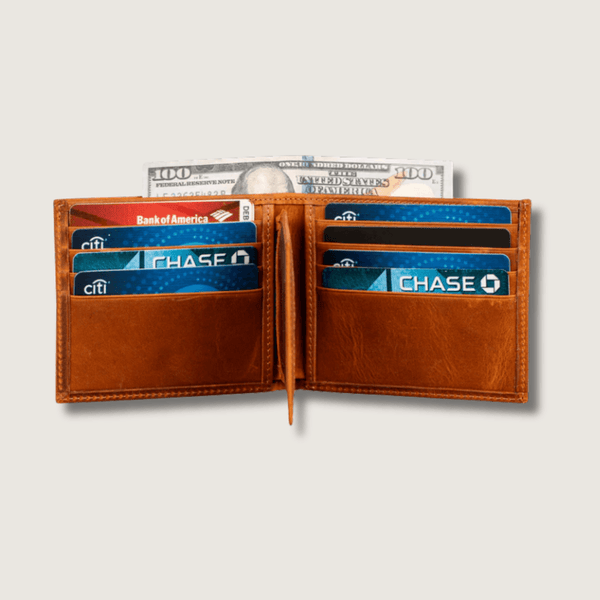 Classic Leather Bifold Wallet - Light Brown - Los Angeles
