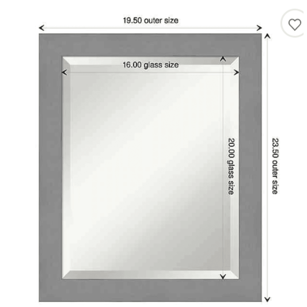 Amanti Art Brushed Nickel Framed Bathroom Vanity Mirror, Size 40x30