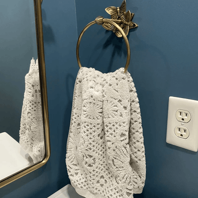 Brass Butterfly Towel Ring - Antique Brass