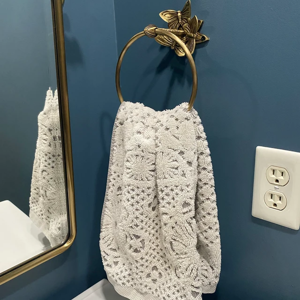 Brass Butterfly Towel Ring - Antique Brass