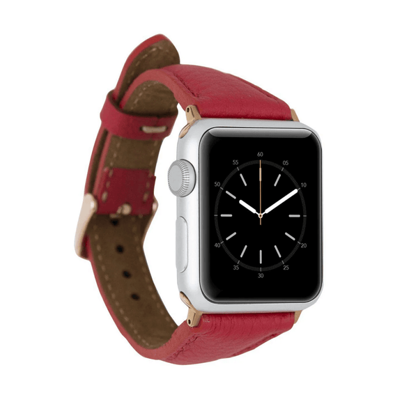 Classic Red Leather Apple Watch Band - Dallas LEATHERE