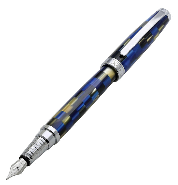 Urbanite Acrylic & Brass Fountain Pen (Medium Nib) - Modern Blue - Gifts for You 'n Me