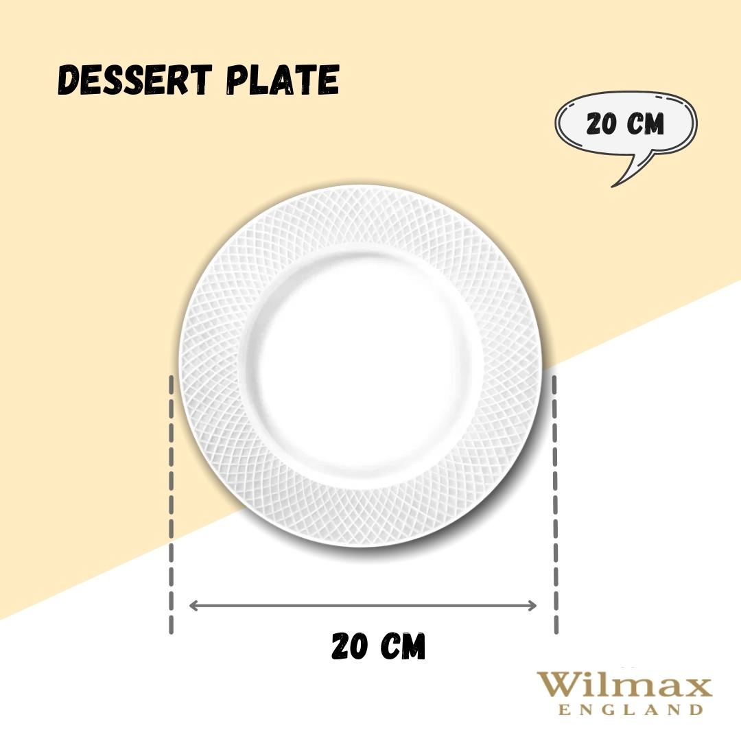 White Dessert Plate With Embossed Wide Rim 8