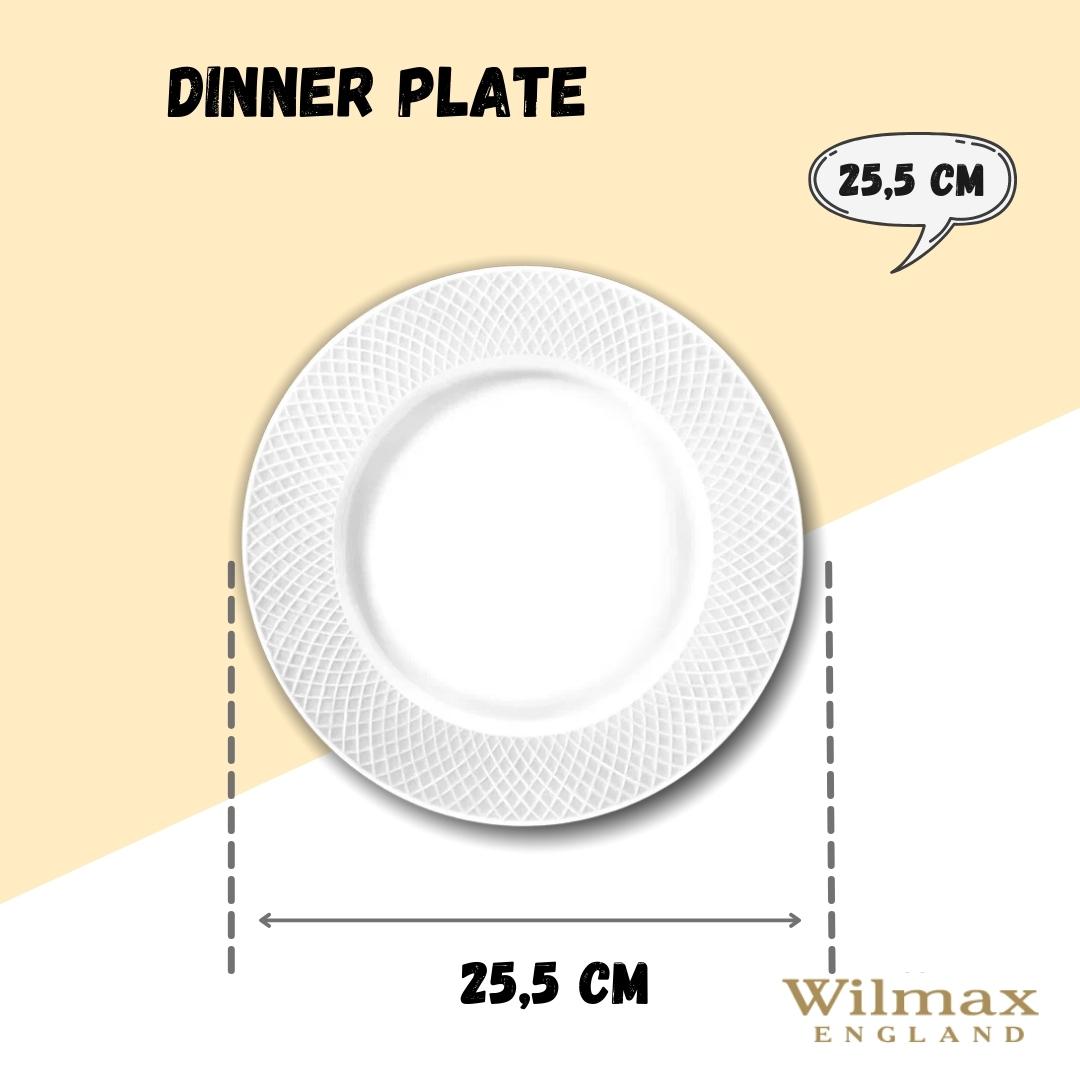 White Dinner Plate With Embossed Wide Rim 10