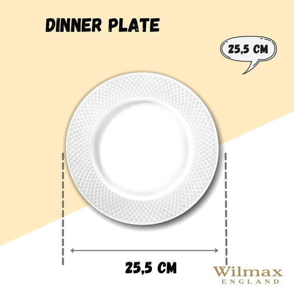 White Dinner Plate With Embossed Wide Rim 10