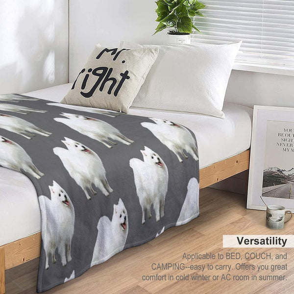 Japanese Spitz Puppy Dog Plush Throw Blanket