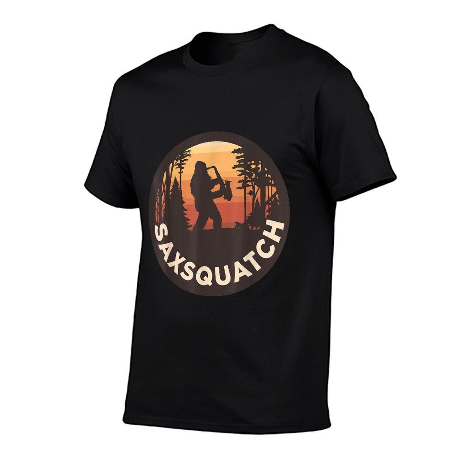 Retro Vintage Sax-Squatch Yeti Bigfoot Playing Saxophone T-Shirt