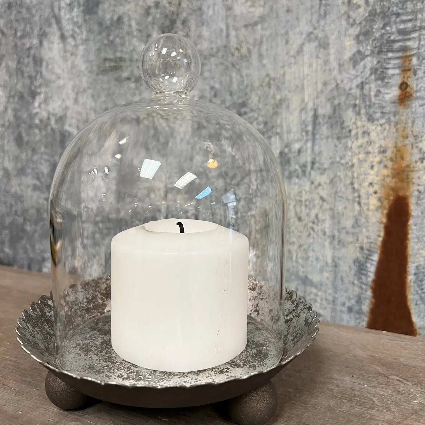 Cloche Candle Holder with Metal Plate