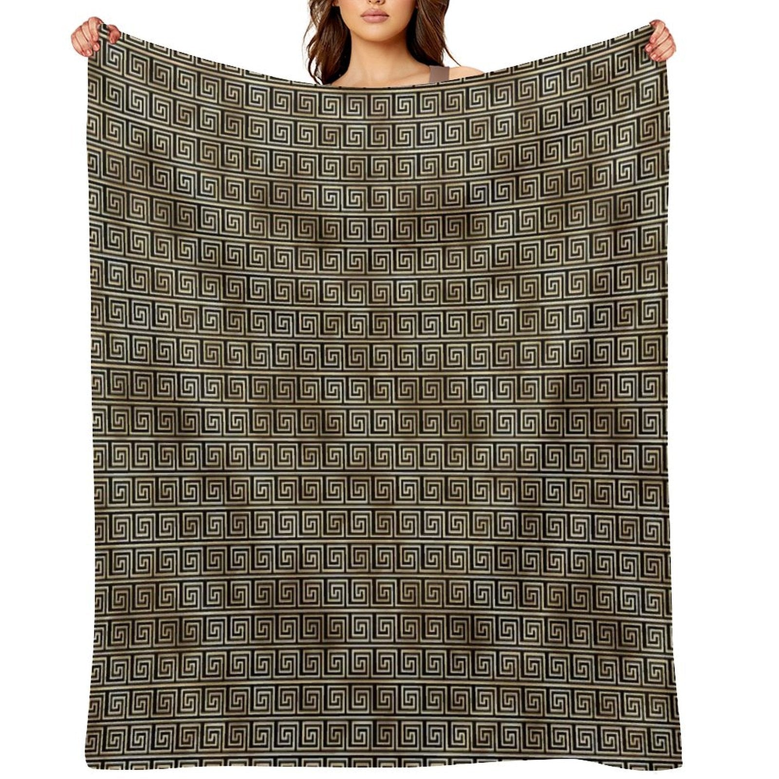 Art Deco Gold And Obsidian Cubed Pattern #1 Premium Throw Blanket