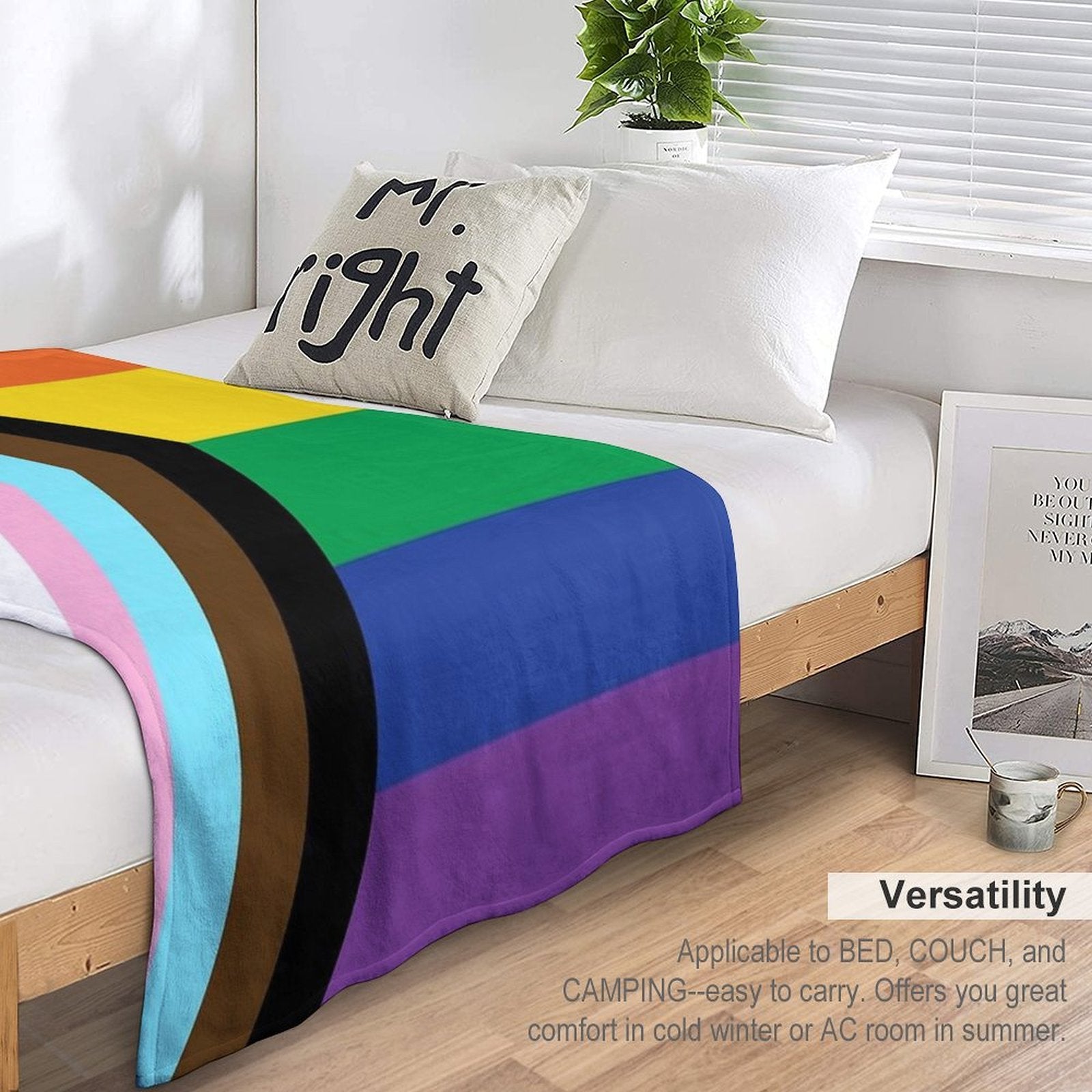 Progress Pride Travel-friendly Throw Blanket