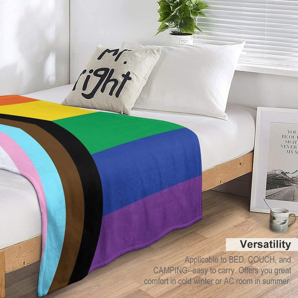Progress Pride Travel-friendly Throw Blanket