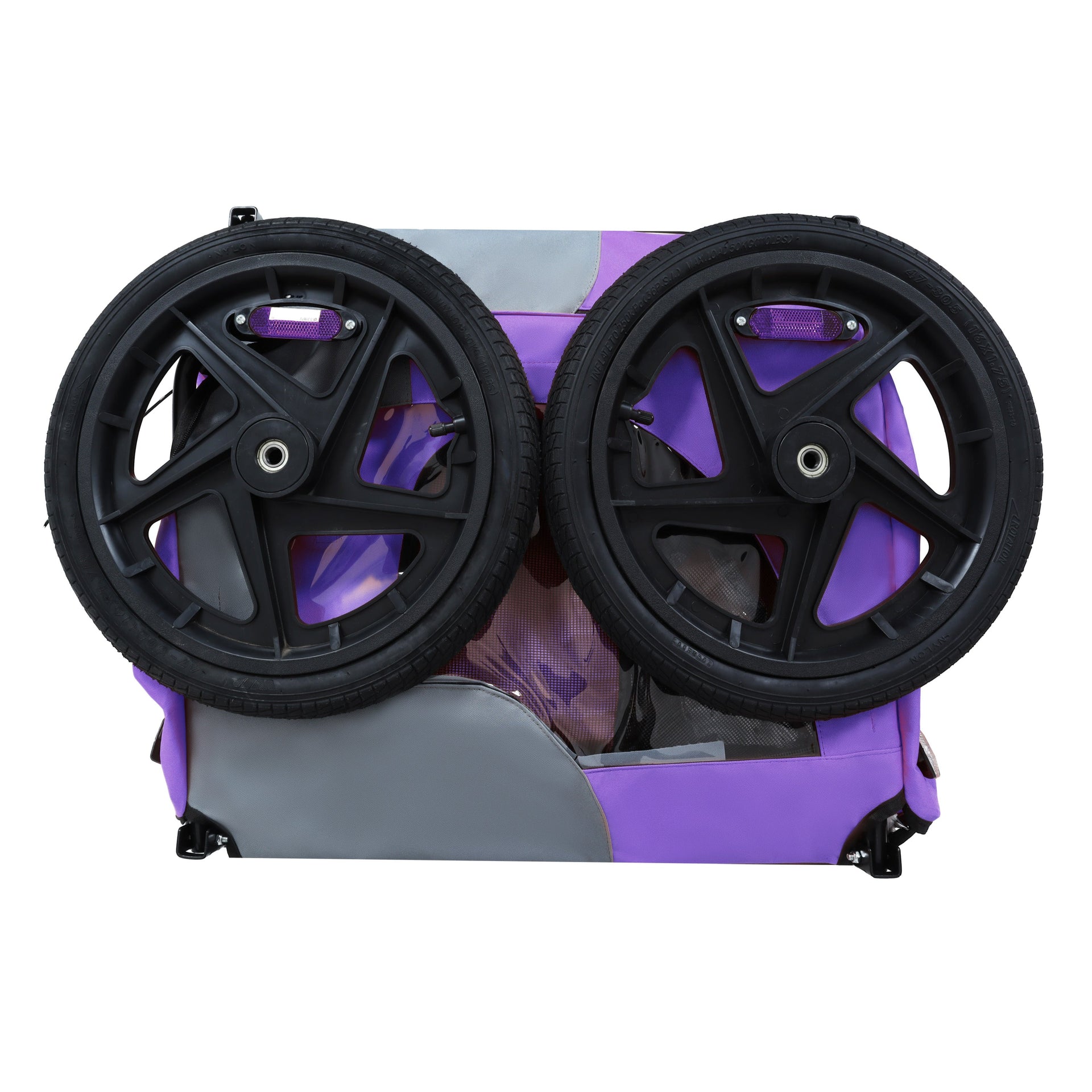 Outdoor Heavy Duty Collapsible Pet Bike Trailer with 16-Inch All-Terrain Wheels & Universal Hitch – Foldable Dog/Cargo Carrier Cart for Bicycles, purple