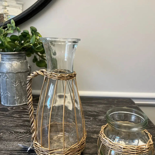 WILLOW WRAPPED GLASS PITCHER VagabondVintage