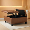 Distressed Umber 36 Inch Storage Ottoman Vegan Faux Leather