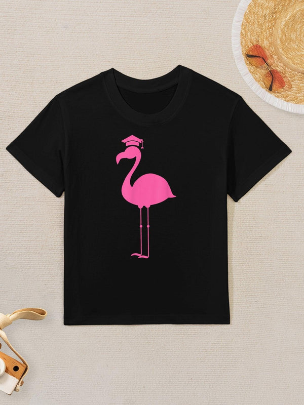 Graduate Cute Pink Flamingo Graduation Kids T-Shirt