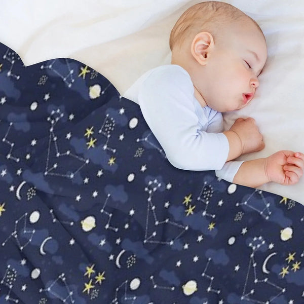 Galaxy - Cosmos, Moon And Stars. Astronomy Pattern. Cute Cartoon Universe Design. Throw Blanket