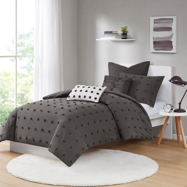 Brooklyn Cotton Jacquard Comforter Set with Euro Shams and Throw Pillows - Gifts for You 'n Me