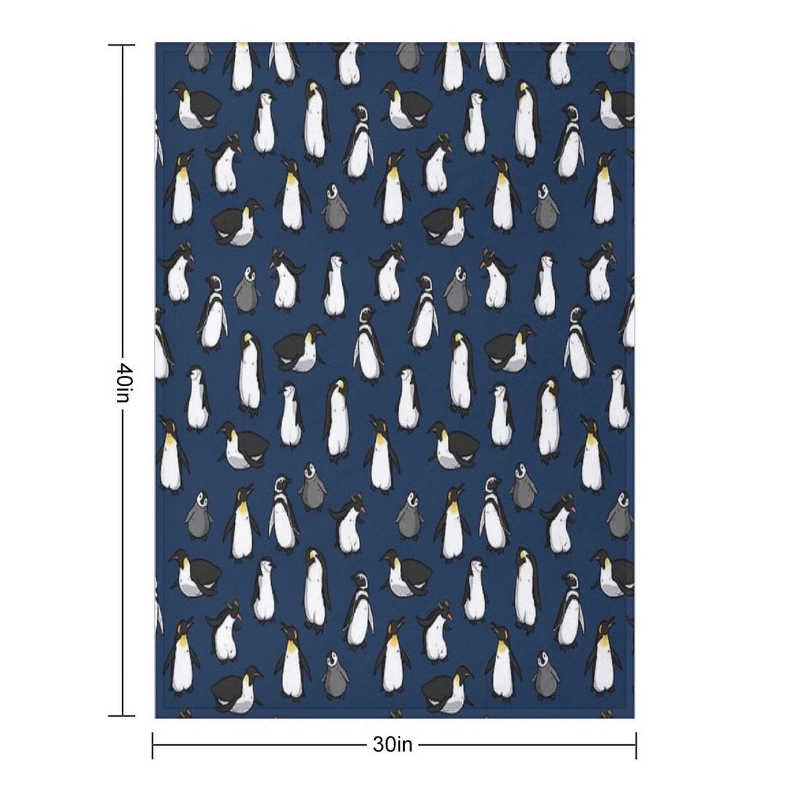 Cute Penguin Pattern (Dark Blue Variant) Throw Blanket