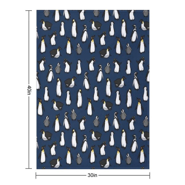 Cute Penguin Pattern (Dark Blue Variant) Throw Blanket
