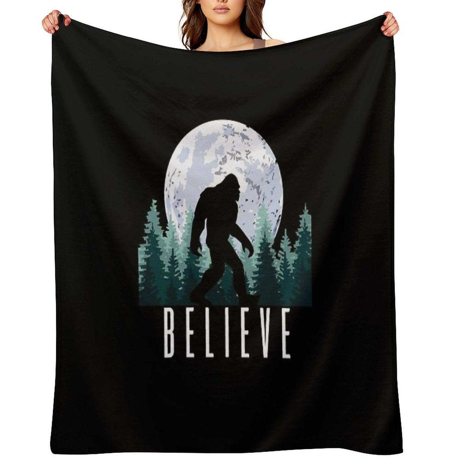 Bigfoot Believe  Sasquatch Throw Blanket