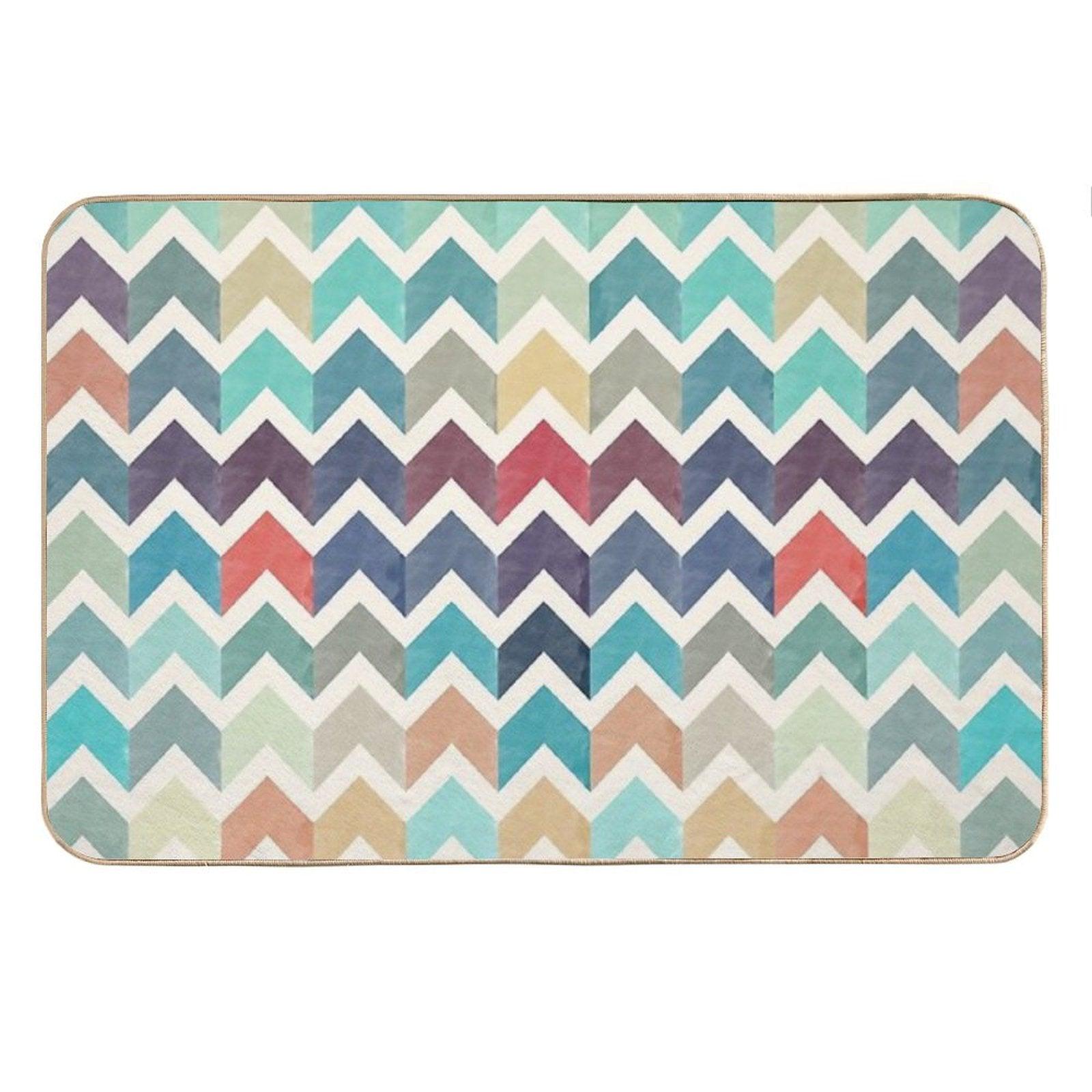 Watercolor Chevron Pattern Bath Mat
