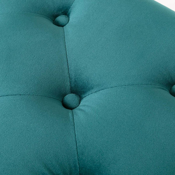Velvet Upholstered Button Tufted Ottoman Gold Base