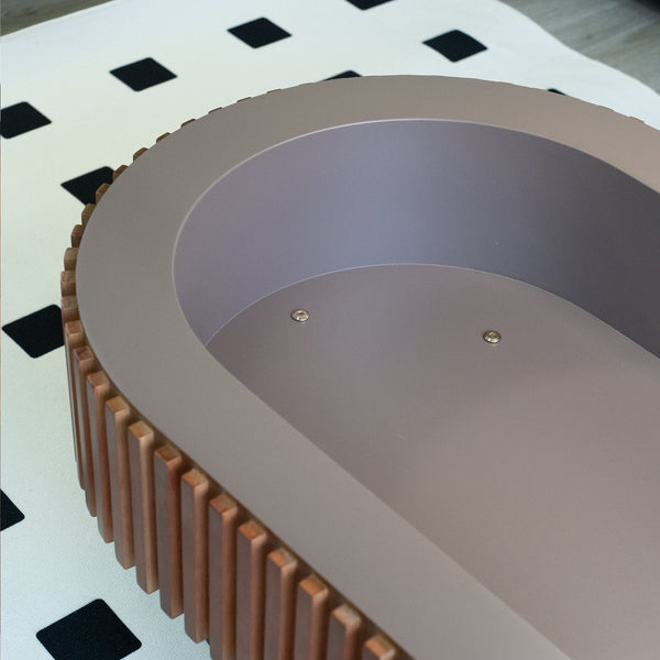 French Inspired Elliptical Living Room Coffee Table with Hidden Storage