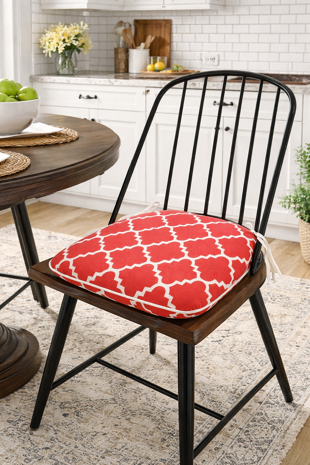 Outdoor Chair Cushions with Straps - Set of 4, Plaid