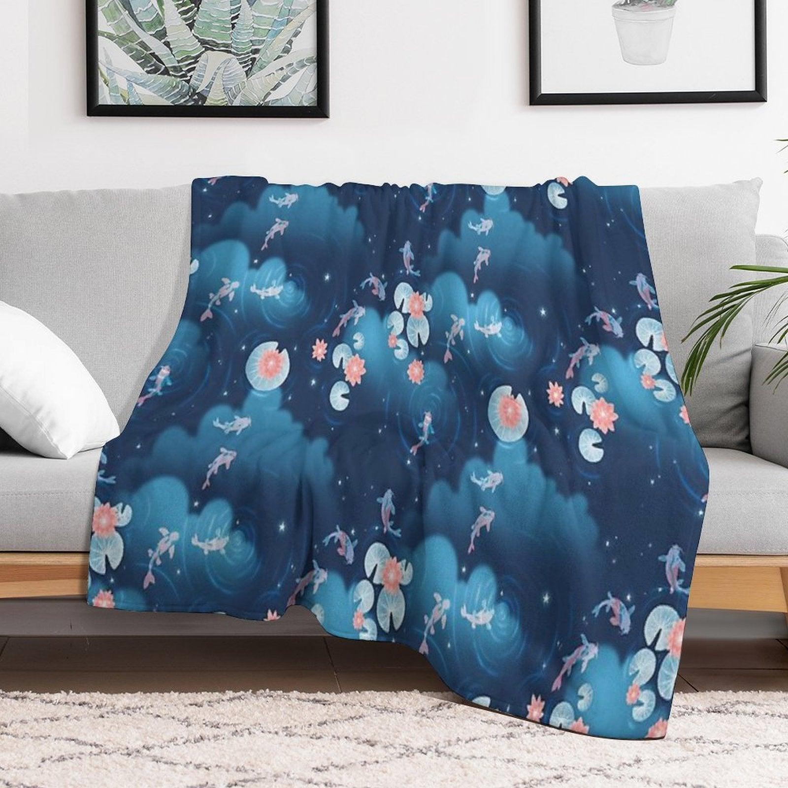 Koi Pond - Night Throw Blanket