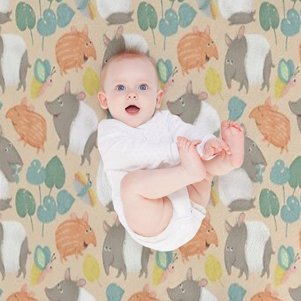 Tapir-peach Velvety-soft Throw Blanket