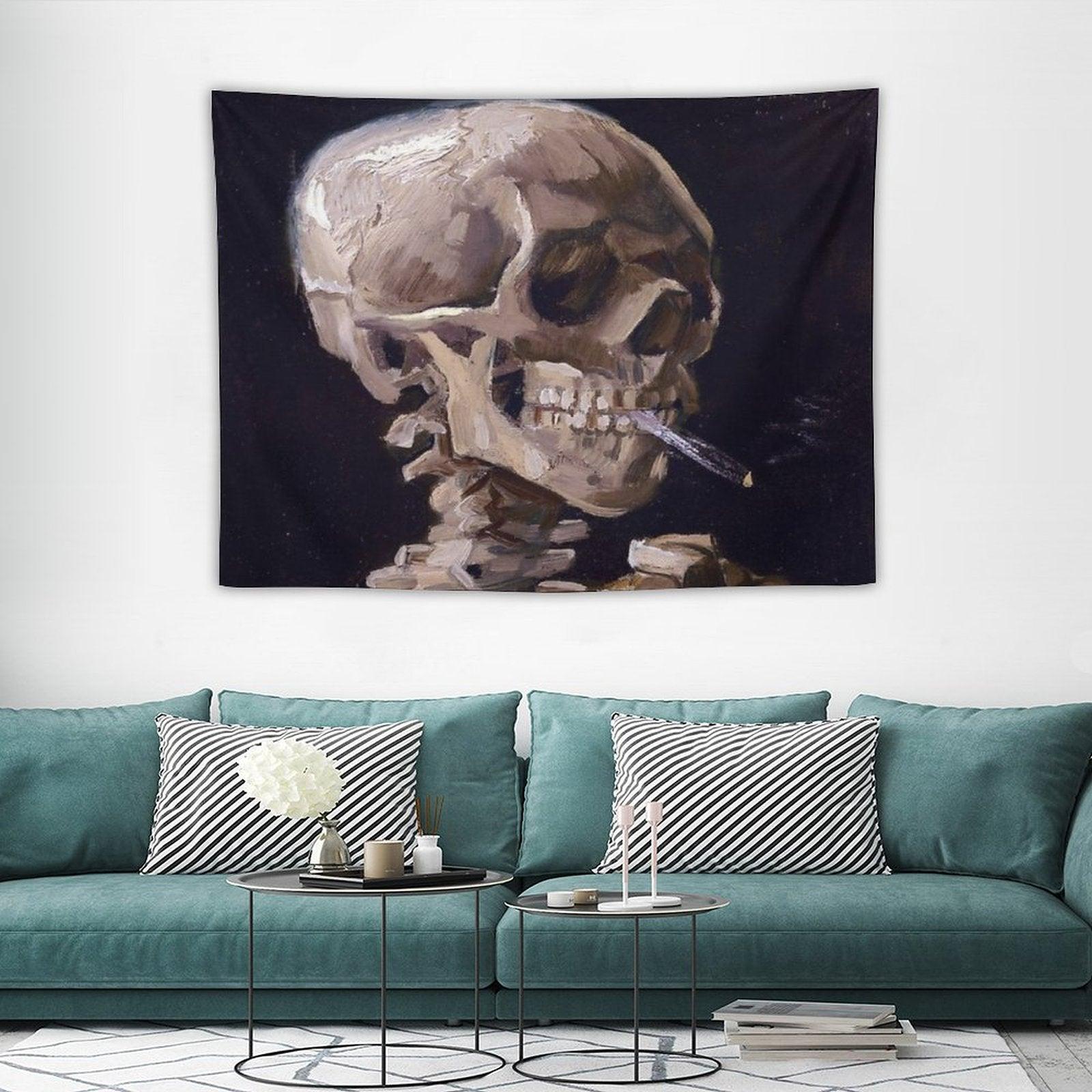 Vincent Van Gogh - Skull with Burning Cigarette (new Color Edit) Tapestry