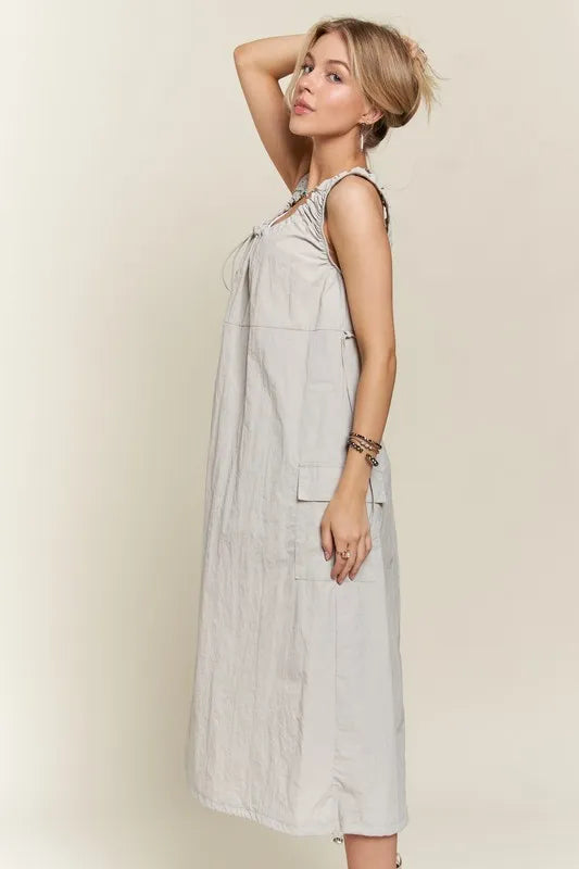 New Summer Drawstring Slit Back Cargo Dress For Women – Stylish, Practical, Modern, Trendy, Perfect for Casual Outings