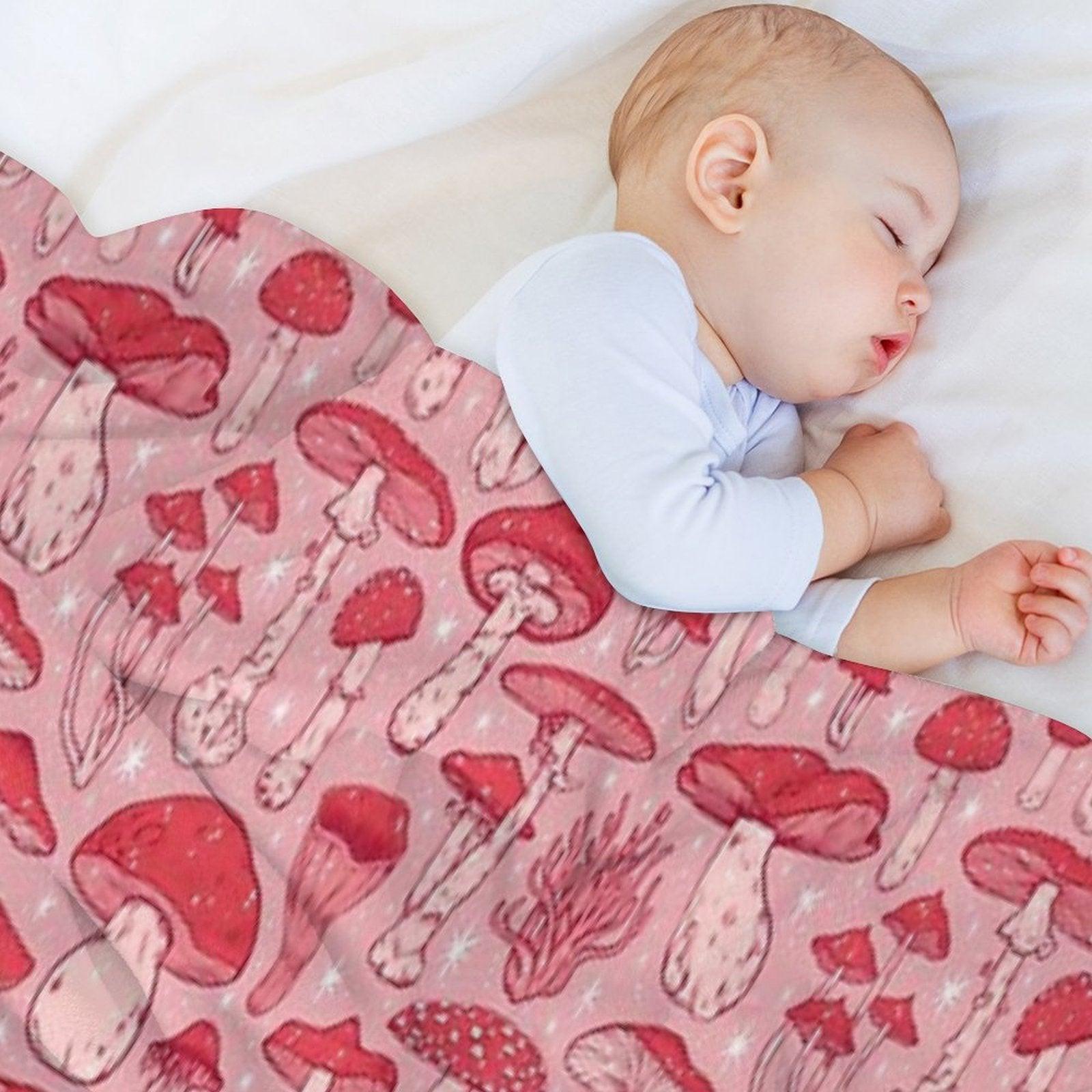 Deadly Mushrooms Red on Pink Throw Blanket