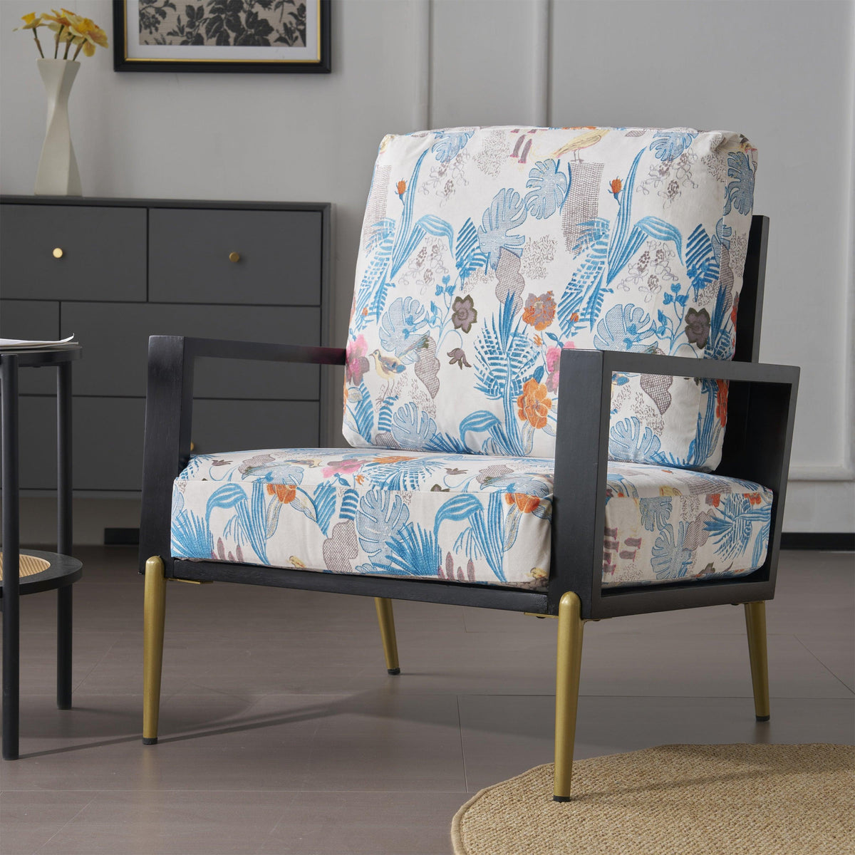 Mid-Century Modern Armchair with Solid Wood Frame