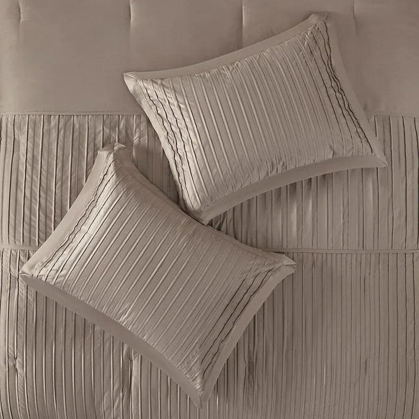 Trinity 7 Piece Polyester Charmeuse Comforter Set - Traupe - Gifts for You 'n Me