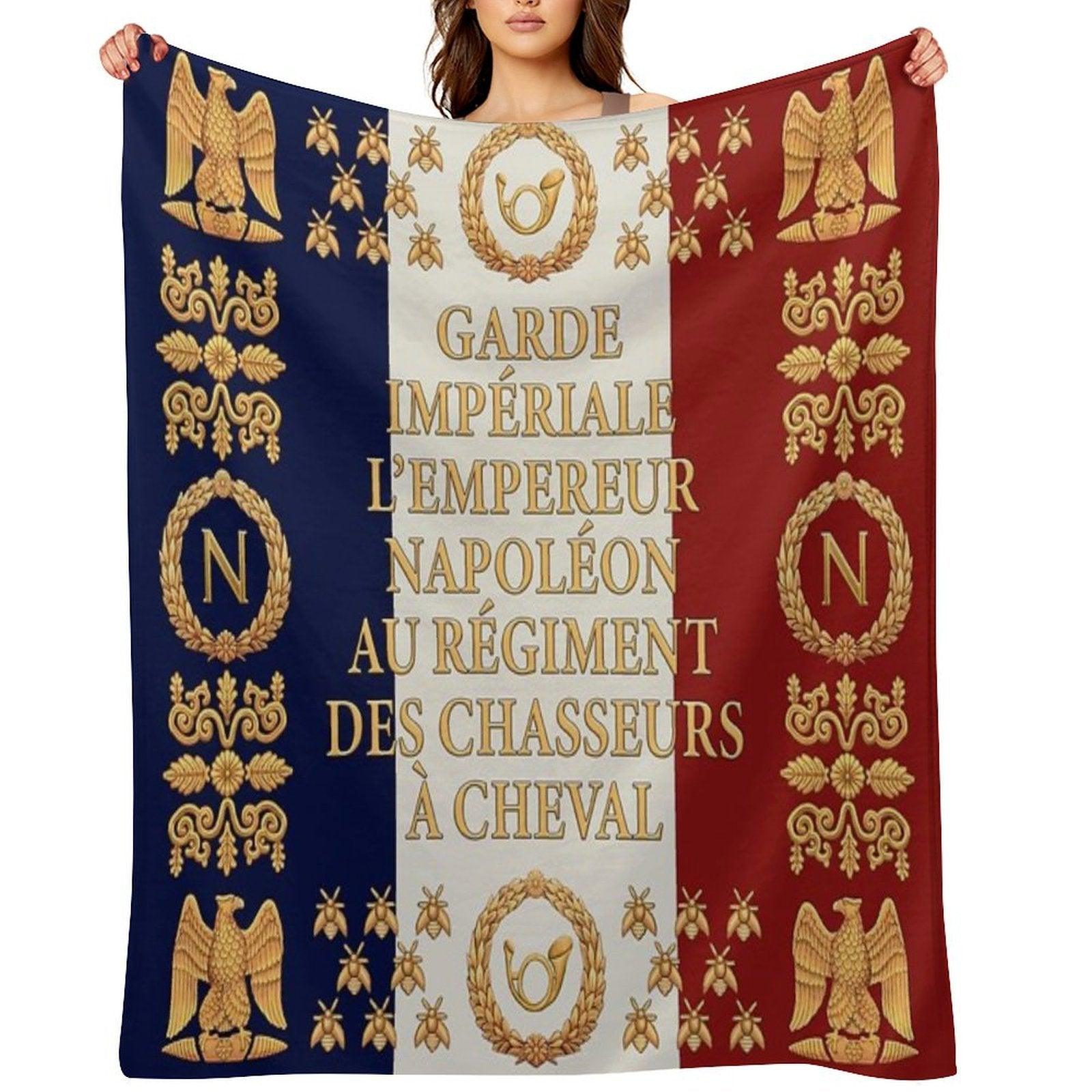 Napoleonic French Flag of The Chasseurs A Cheval De La Garde Throw Blanket