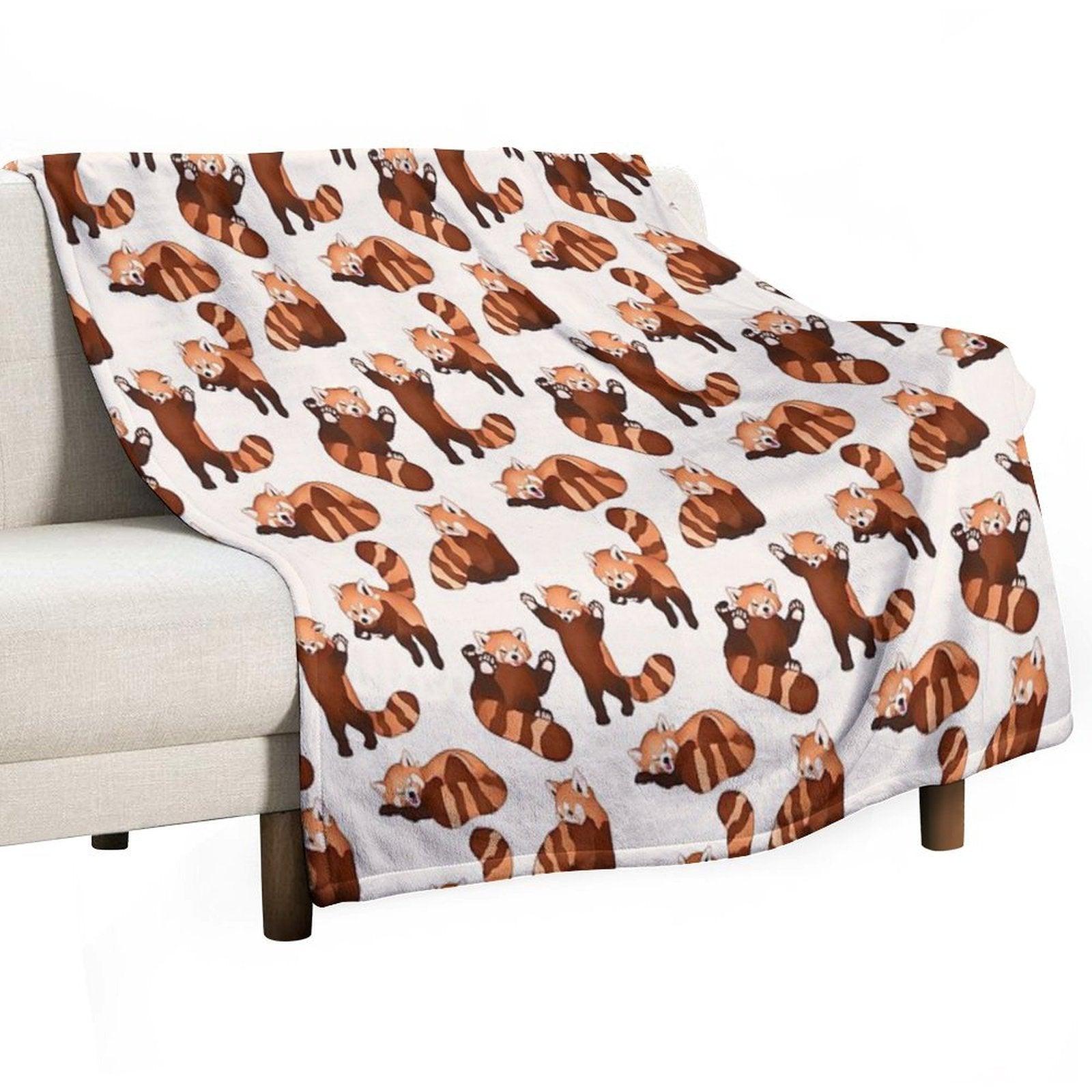 Red Panda Pattern Throw Blanket