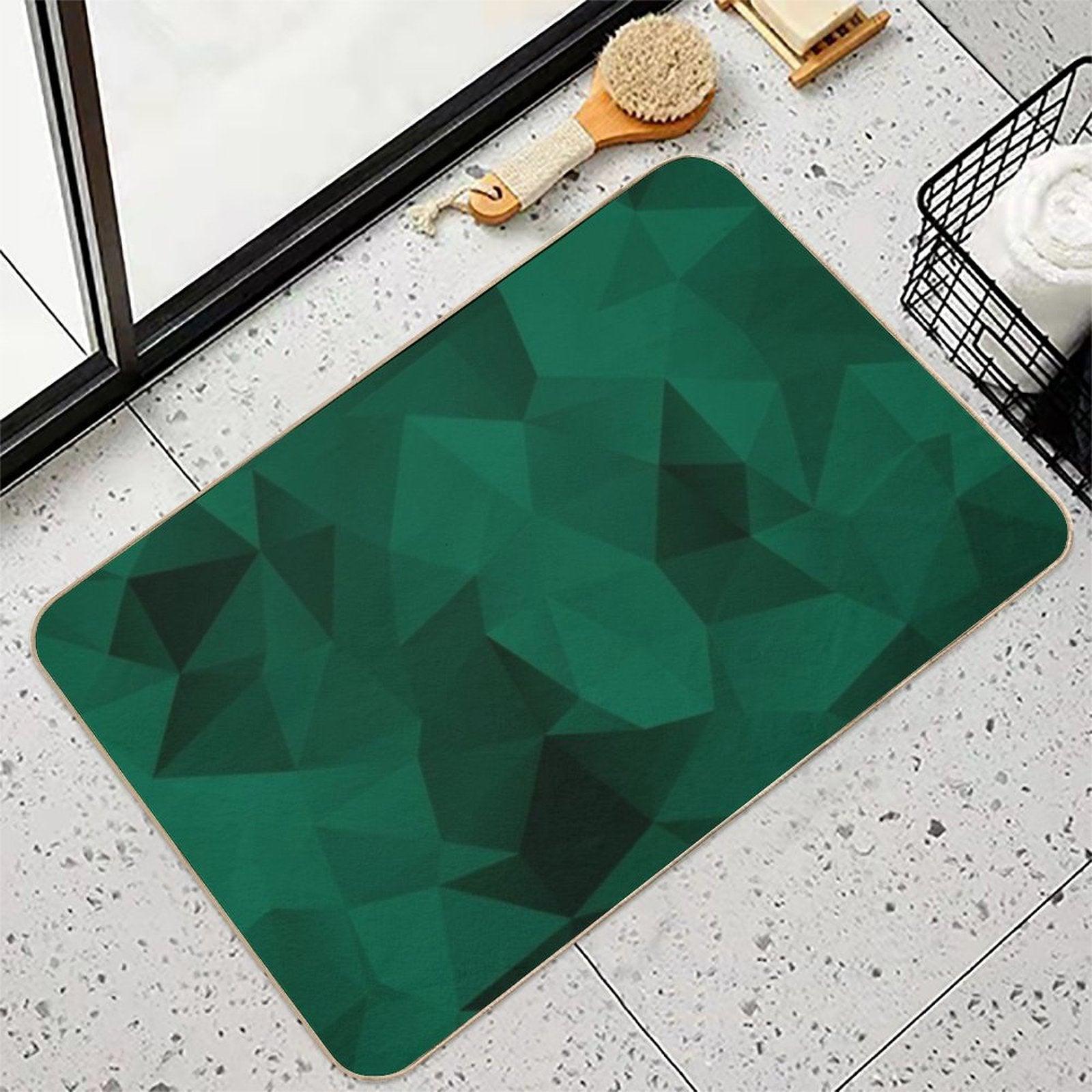 Polygonal Emerald Green Geometric Pattern Bath Mat