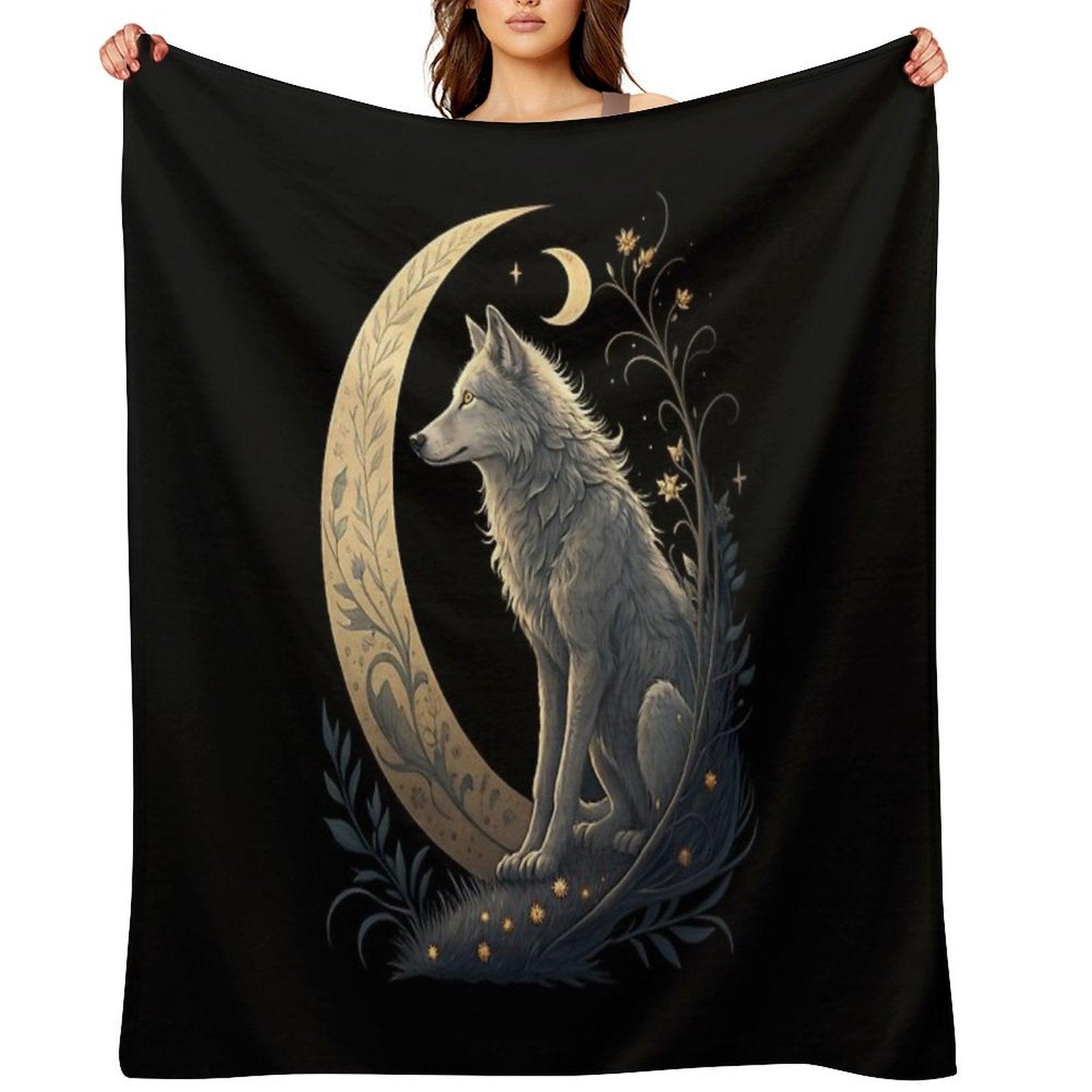 Moonlight Wolf Throw Blanket